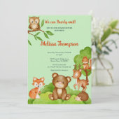Trendy Woodland Forest Vriens Animals Baby shower Kaart (Staand voorkant)