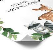 Trendy Woodland Modern Drink Baby shower Sign Poster (Hoek)