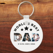 Trendy World's Best Dad Star 3 Photo Collage Sleutelhanger (Voorkant)