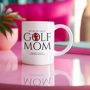 Trendy "WORLD'S BEST GOLF MOM" Rood Koffiemok