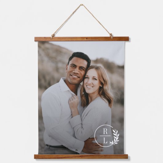 Trendy Wreath Couple Initialen Foto Wall Tapestry Hangend Wandkleed (Voorkant)