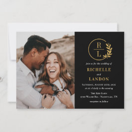 Trendy Wreath Editable Color Photo Wedding Kaart