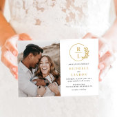 Trendy Wreath Editable Color Photo Wedding Kaart