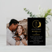 Trendy Wreath FOLIE Photo Wedding Invitation Uitnodiging (Staand Voorkant)