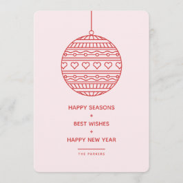 Trendy Xmas Bauble patroon in roze en rood Kaart