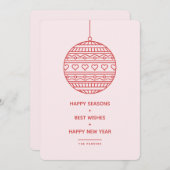 Trendy Xmas Bauble patroon in roze en rood Kaart (Voorkant / Achterkant)
