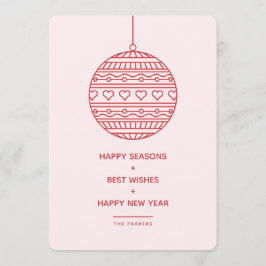 Trendy Xmas Bauble patroon in roze en rood Kaart