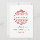 Trendy Xmas Party in rood met Kerstbal Kaart (Voorkant)