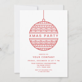 Trendy Xmas Party in rood met Kerstbal Kaart