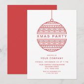 Trendy Xmas Party in rood met Kerstbal Kaart (Voorkant / Achterkant)