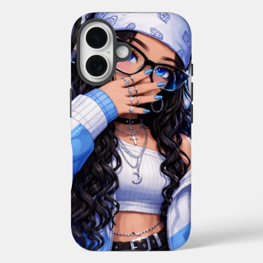 Trendy Y2K Anime Meisje Blauwe Esthetiek Case-Mate iPhone Case (Achterkant)