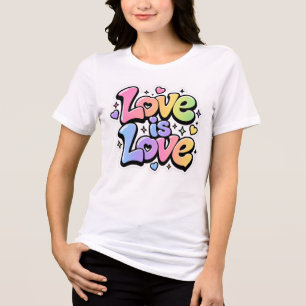 Trendy Y2K Regenboog Graffiti Love is Love Grafisc Tri-Blend Shirt