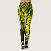 Trendy Yellow and Black Abstract Swirl Design Leggings (Achterkant)