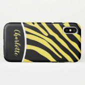 Trendy Yellow and Black Zebra Stripe Phone Case (Achterkant (horizontaal))
