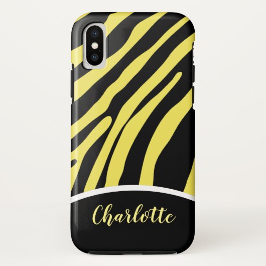 Trendy Yellow and Black Zebra Stripe Phone Case (Achterkant)