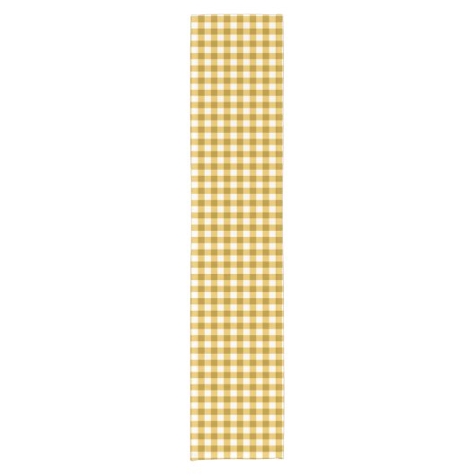 Trendy Yellow and White Gingham Check Pattern Korte Tafelloper (Voorkant)