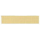 Trendy Yellow and White Gingham Check Pattern Korte Tafelloper (Horizontaal)