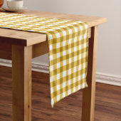 Trendy Yellow and White Gingham Check Pattern Korte Tafelloper (Voorbeeld)