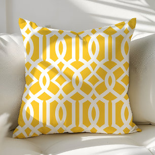 Trendy Yellow and White Moroccan Trellis Pattern Kussen