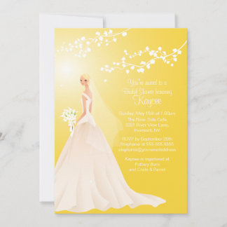 Trendy Yellow BLONDE Bride Vrijgezellenfeest Invit Kaart