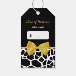 Trendy Yellow Bow Giraffe Print Boutique Hang Labe Cadeaulabel