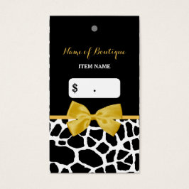 Trendy Yellow Bow Giraffe Print Boutique Hang Labe Visitekaartjes