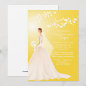 Trendy Yellow BRUNETTE Bride Vrijgezellenfeest Inv Kaart (Voorkant / Achterkant)