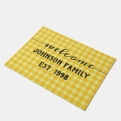 Trendy Yellow Buffalo Check Farmhouse Welkom Deurmat (Schuin)