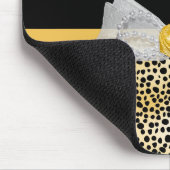 Trendy Yellow Cheetah Print Fancy Bow and Name Muismat (Hoek)