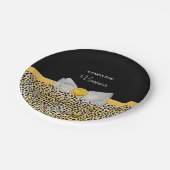 Trendy Yellow Cheetah Print Fancy Bow Party naam Papieren Bordje (Gekanteld)