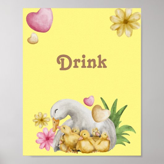 Trendy Yellow Duck Gender Neutraal Baby shower Poster (Voorkant)