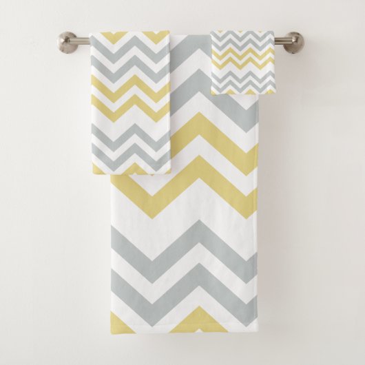 Trendy Yellow en Gray Chevron Bad Handdoek (Insitu)
