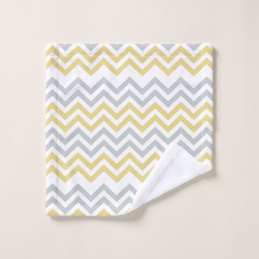 Trendy Yellow en Gray Chevron Bad Handdoek (Wasdoekje)