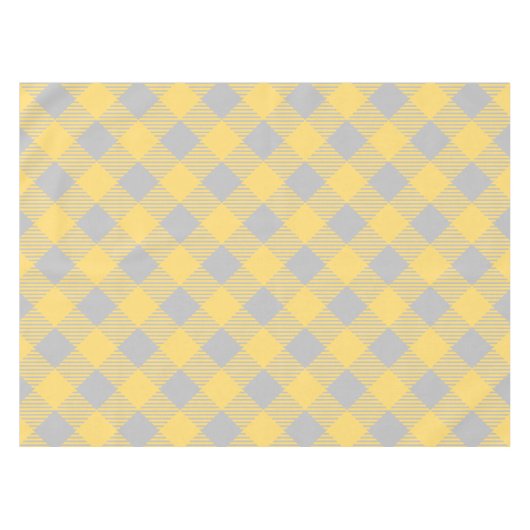 Trendy Yellow en Grey Check Gingham Pattern Tafelkleed (Voorkant (Horizontaal))