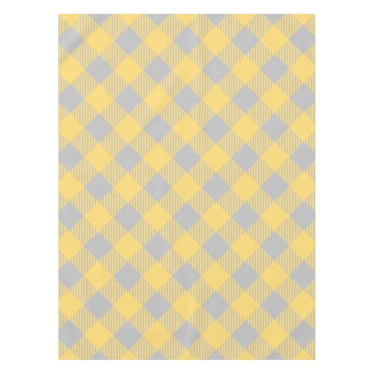 Trendy Yellow en Grey Check Gingham Pattern Tafelkleed (Voorkant)