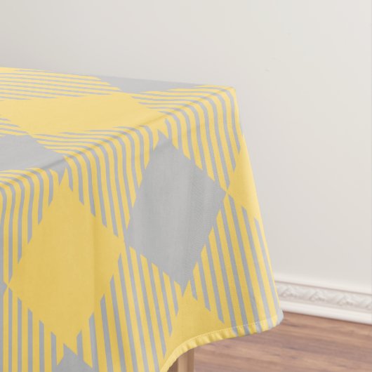 Trendy Yellow en Grey Check Gingham Pattern Tafelkleed (Voorbeeld)