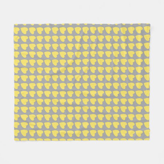 Trendy Yellow en Grey Heart Pattern Fleece Deken (Voorkant (Horizontaal))