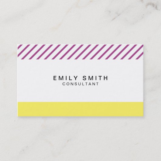 Trendy Yellow en Paarse Stripes Social Media Visitekaartje (Voorkant)
