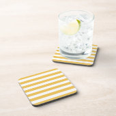 Trendy Yellow en White Wide Horizontal Stripes Bier Onderzetter (Rechterzijde)