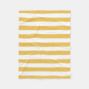 Trendy Yellow en White Wide Horizontal Stripes Fleece Deken