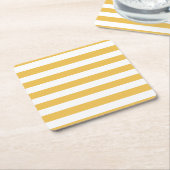 Trendy Yellow en White Wide Horizontal Stripes Kartonnen Onderzetters (Schuin)