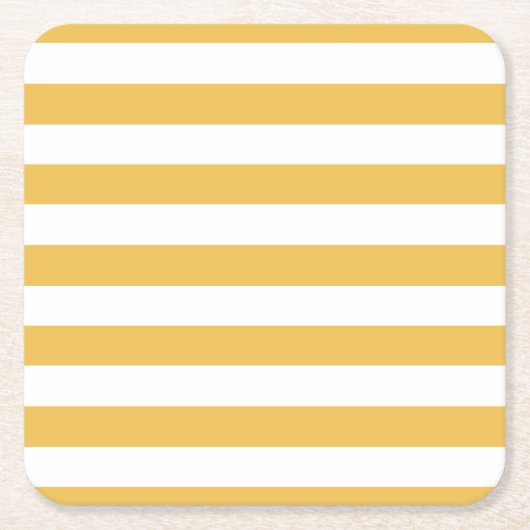 Trendy Yellow en White Wide Horizontal Stripes Kartonnen Onderzetters (Voorkant)