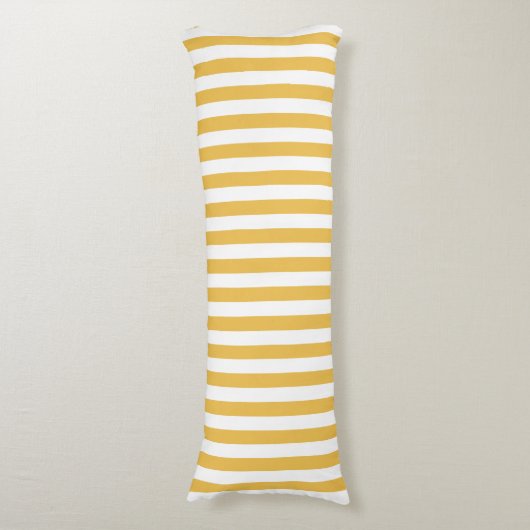 Trendy Yellow en White Wide Horizontal Stripes Lichaamskussen (Voorkant Verticaal)