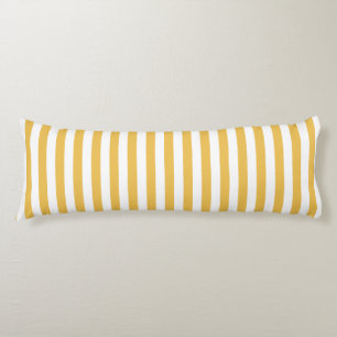 Trendy Yellow en White Wide Horizontal Stripes Lichaamskussen