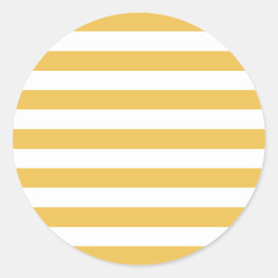 Trendy Yellow en White Wide Horizontal Stripes Ronde Sticker