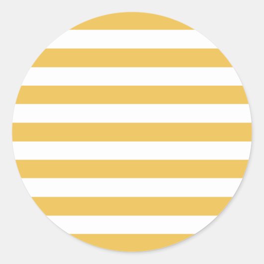 Trendy Yellow en White Wide Horizontal Stripes Ronde Sticker (Voorkant)