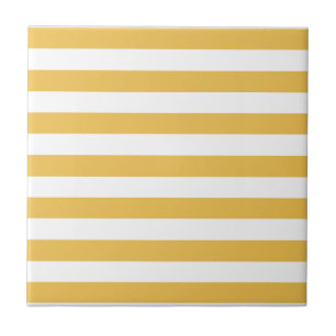 Trendy Yellow en White Wide Horizontal Stripes Tegeltje