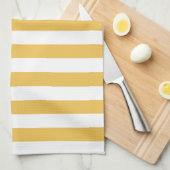 Trendy Yellow en White Wide Horizontal Stripes Theedoek (Quarter Fold)