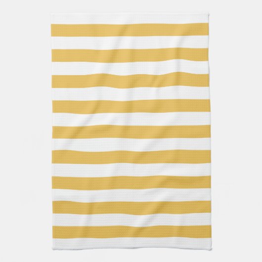 Trendy Yellow en White Wide Horizontal Stripes Theedoek (Verticaal)