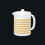 Trendy Yellow en White Wide Horizontal Stripes Theepot<br><div class="desc">Een trendy gele en witte brede horizontale strepen patroonteapot. Dit moderne en stijlvolle ontwerp zal zeker de aandacht trekken.</div>